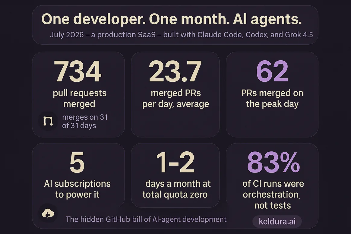 Briefing cheatsheet with one-month AI-agent development metrics